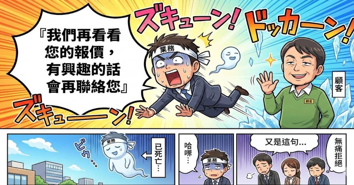 客戶：我們再看看您的報價，有興趣的話會再聯絡您